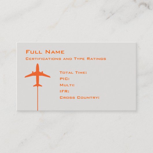 Pilot-Micro-Resume Visitenkarte (Vorderseite)
