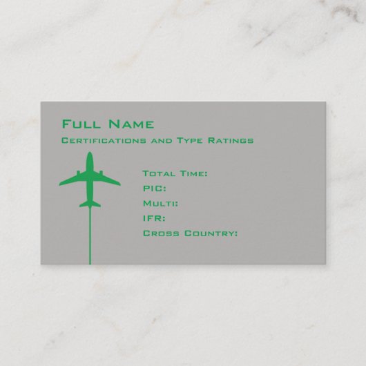 Pilot-Micro-Resume Visitenkarte (Vorderseite)