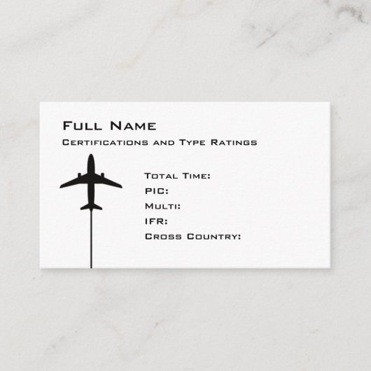 Pilot-Micro-Resume Visitenkarte (Vorderseite)