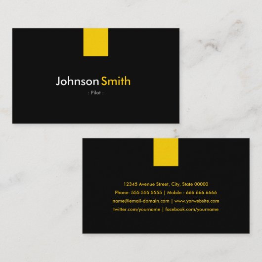Pilot - Modernes Gelb Visitenkarte (Vorne/Hinten)
