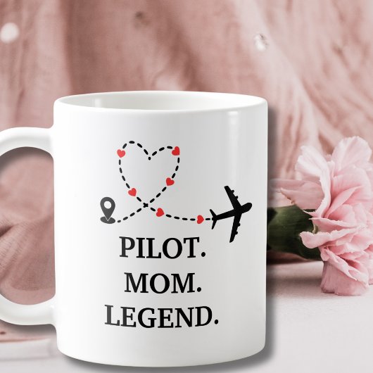 Pilot Mom Legend Airplane and Heart Custom Kaffeetasse