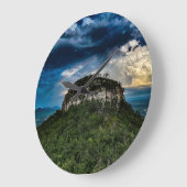 Pilot Mountain NC Staat Park | nach Sturm Regenbog Große Wanduhr (Winkel)