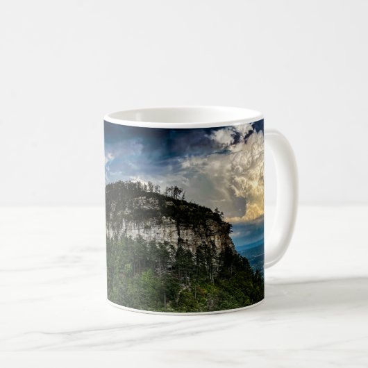 Pilot Mountain NC Staat Park | nach Sturm Regenbog Kaffeetasse (VorderseiteRechts)