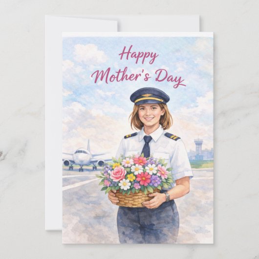 Pilot Mutter; Tag am Flughafen Feiertagskarte (Vorderseite)
