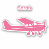 Pilot Pink Cessna Flugzeug Individuelle Name Girl Aufkleber (Vorderseite)