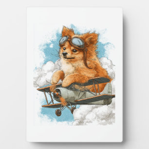 Pilot Pomeranian � Fliegender Ace-Hund Fotoplatte