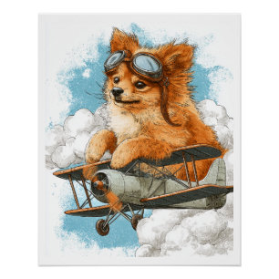 Pilot Pomeranian � Flug-Ass Hund Poster