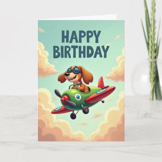 Pilot Pup Geburtstagskarte Karte (Vorderseite)