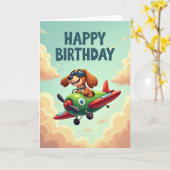 Pilot Pup Geburtstagskarte Karte (Gelbe Blume)