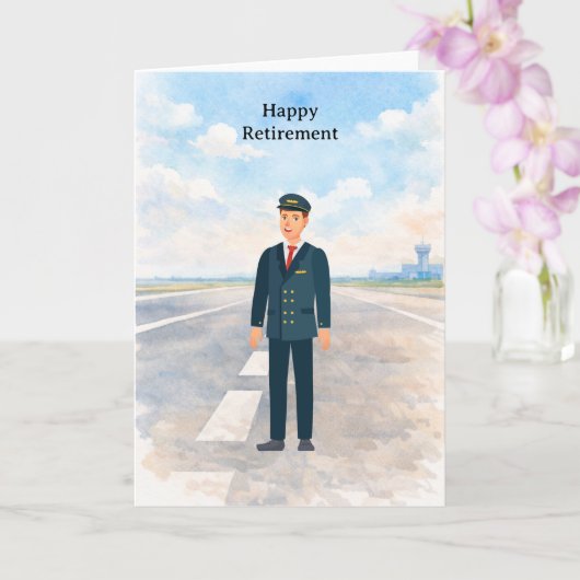 Pilot Retirement with airport background Karte (Orchidee)
