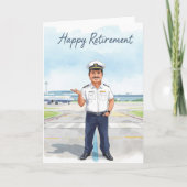 Pilot Retirement with airport background Karte (Vorderseite)
