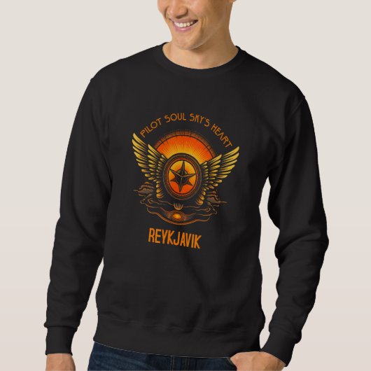 Pilot s Soul Sky s Heart Reykjavik Skyline Design Sweatshirt (Vorderseite)