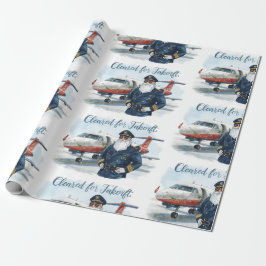 Pilot Santa is Flying for Christmas in the Sky  Geschenkpapier