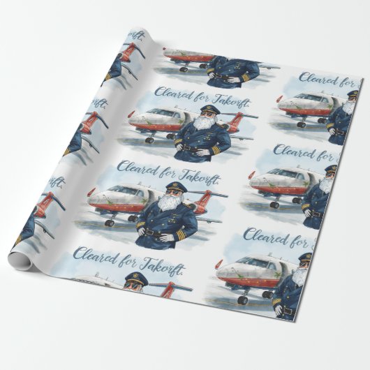 Pilot Santa is Flying for Christmas in the Sky  Geschenkpapier (Ungerollt)
