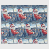 Pilot Santa is Flying for Christmas in the Sky  Geschenkpapier (Flach)