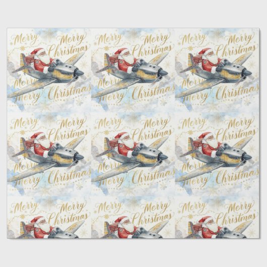 Pilot Santa is Flying for Christmas in the Sky Geschenkpapier (Flach)