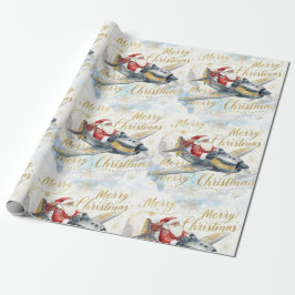 Pilot Santa is Flying for Christmas in the Sky Geschenkpapier