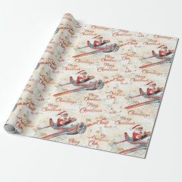 Pilot Santa is Flying for Christmas in the Sky  Geschenkpapier