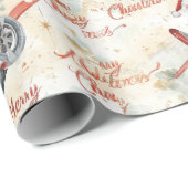 Pilot Santa is Flying for Christmas in the Sky  Geschenkpapier (Rolleneckpunkt)