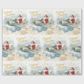 Pilot Santa is Flying for Christmas in the Sky  Geschenkpapier (Flach)