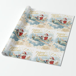Pilot Santa is Flying for Christmas in the Sky Geschenkpapier
