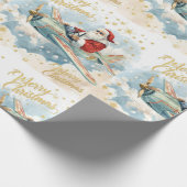 Pilot Santa is Flying for Christmas in the Sky  Geschenkpapier (Ecke)