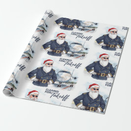 Pilot Santa is Flying for Christmas in the Sky  Geschenkpapier