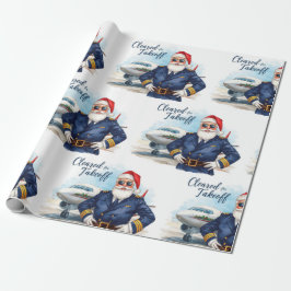 Pilot Santa is Flying for Christmas in the Sky Geschenkpapier