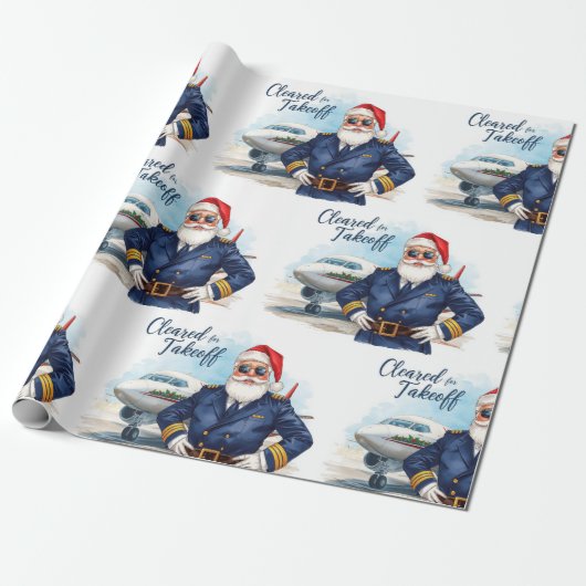 Pilot Santa is Flying for Christmas in the Sky  Geschenkpapier (Ungerollt)
