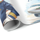 Pilot Santa is Flying for Christmas in the Sky  Geschenkpapier (Rolleneckpunkt)