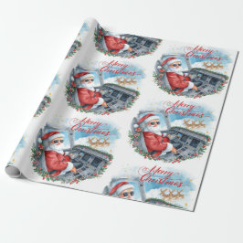 Pilot Santa is Flying for Christmas in the Sky  Geschenkpapier