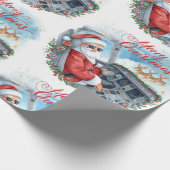 Pilot Santa is Flying for Christmas in the Sky  Geschenkpapier (Ecke)