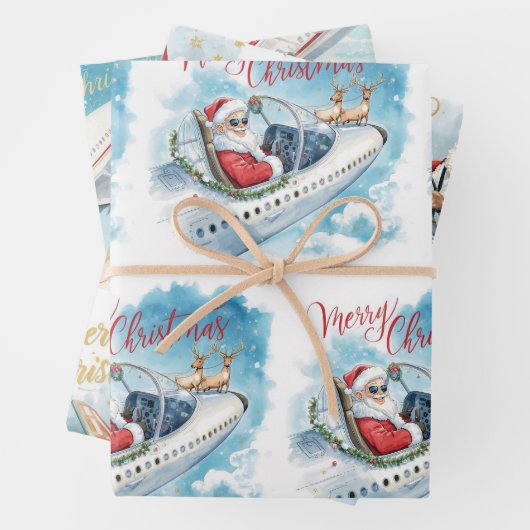 Pilot Santa is Flying for Christmas in the Sky Geschenkpapier Set (Beispiel)