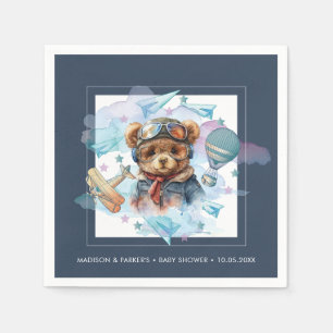 Pilot Teddy Bear Baby Shower-Birthday Serviette