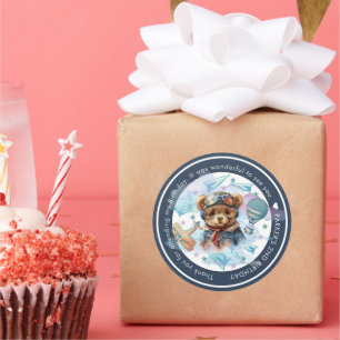 Pilot Teddy Bear Birthday-Baby Dusche Personalisie Runder Aufkleber