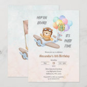 Pilot Teddy Bear Birthday Invitation Einladung (Vorne/Hinten)