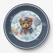 Pilot Teddy Bear Geburtstagsdusche Pappteller (Vorderseite)