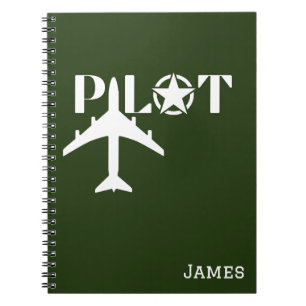 Pilot-Typografie & Flugzeug, Minimalistisch, Perso Notizblock