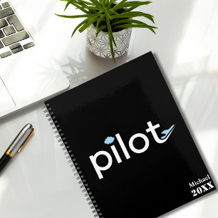 "Pilot" Typografie, Flugzeug und Foto, Mit Monogra Planer
