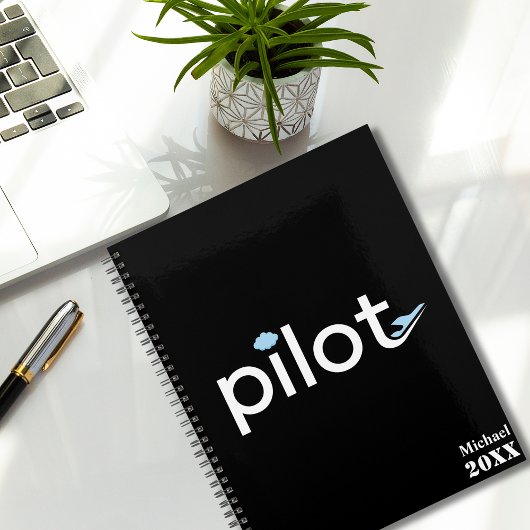 "Pilot" Typografie, Flugzeug und Foto, Mit Monogra Planer
