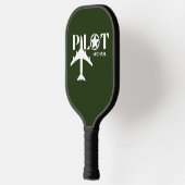 Pilot-Typografie & Lustiges Flugzeug Personalized Pickleball Schläger (Links)