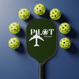 Pilot-Typografie & Lustiges Flugzeug Personalized Pickleball Schläger