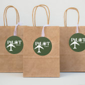 Pilot Typografie und Flugzeug-Militär-Green Custom Runder Aufkleber