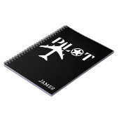 Pilot Typografie und Flugzeug,Minimalistisch,perso Notizblock (Linke Seite)