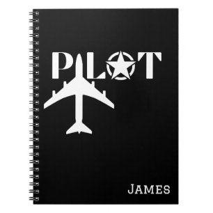 Pilot Typografie und Flugzeug,Minimalistisch,perso Notizblock