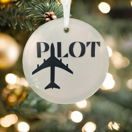 Pilot Typografie und Flugzeug, Minimalistisch, Wei Ornament Aus Glas