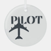 Pilot Typografie und Flugzeug, Minimalistisch, Wei Ornament Aus Glas (Vorderseite)