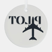 Pilot Typografie und Flugzeug, Minimalistisch, Wei Ornament Aus Glas (Rückseite)