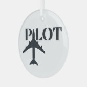 Pilot Typografie und Flugzeug, Minimalistisch, Wei Ornament Aus Glas (Vorderseite links)