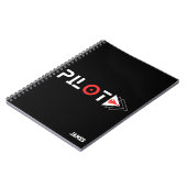 Pilot-Typografie und Jet-Flugzeug, Minimalistisch, Notizblock (Linke Seite)